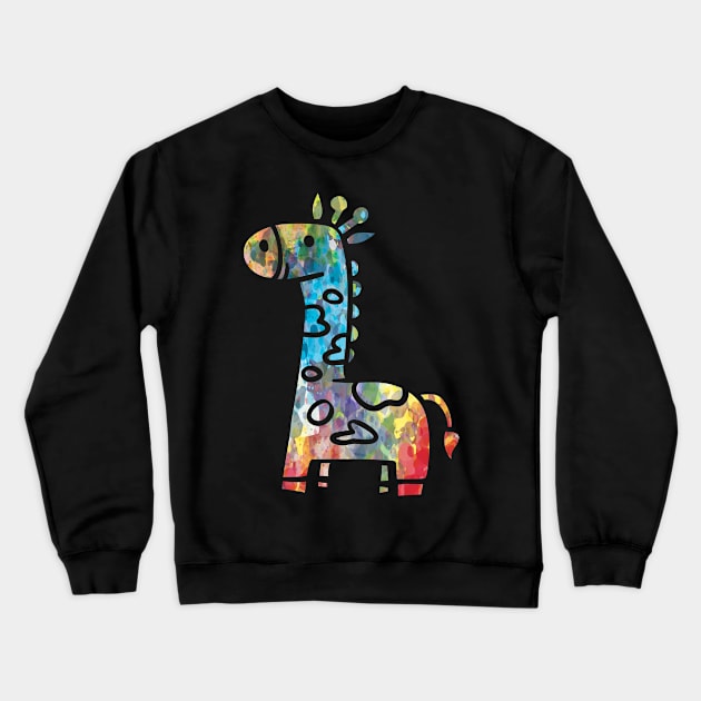 Funny giraffe colorful tshirt Crewneck Sweatshirt by thefriendlyone